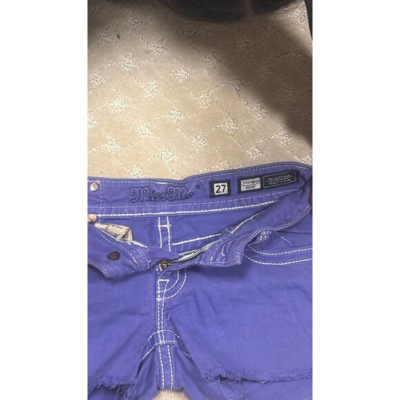 Miss Me Women's 27 Shorts Purple Denim Cut Off Rhinestone Cross Y2K McBling - Picture 4 of 4